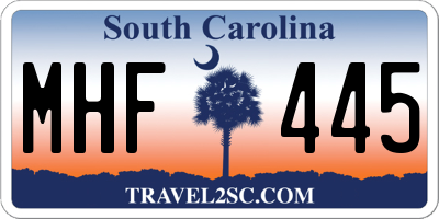 SC license plate MHF445