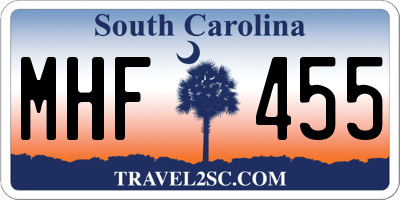 SC license plate MHF455