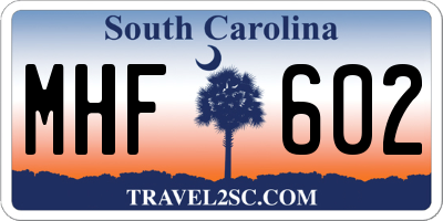 SC license plate MHF602