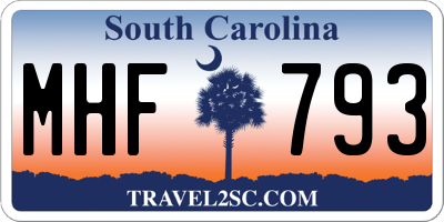 SC license plate MHF793