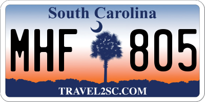 SC license plate MHF805