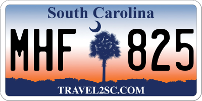SC license plate MHF825