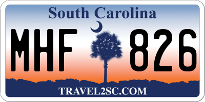 SC license plate MHF826