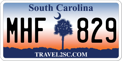 SC license plate MHF829