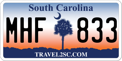 SC license plate MHF833