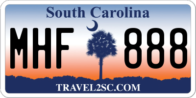 SC license plate MHF888