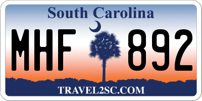 SC license plate MHF892