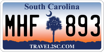 SC license plate MHF893