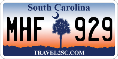 SC license plate MHF929