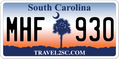 SC license plate MHF930