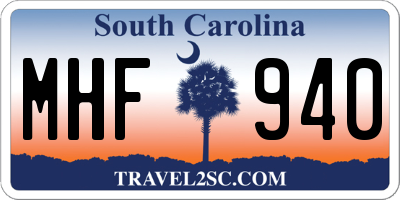 SC license plate MHF940