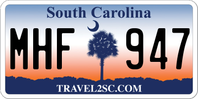 SC license plate MHF947