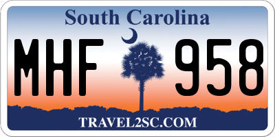 SC license plate MHF958