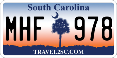 SC license plate MHF978