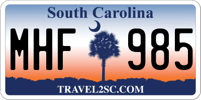 SC license plate MHF985
