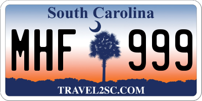 SC license plate MHF999