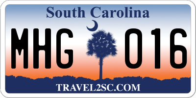 SC license plate MHG016