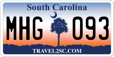 SC license plate MHG093