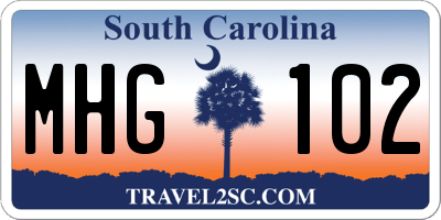 SC license plate MHG102
