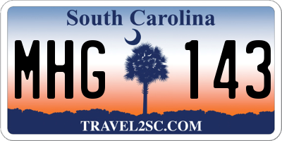 SC license plate MHG143