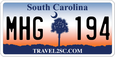 SC license plate MHG194