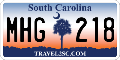 SC license plate MHG218