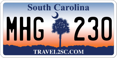 SC license plate MHG230