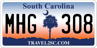 SC license plate MHG308