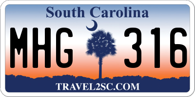 SC license plate MHG316