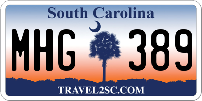 SC license plate MHG389