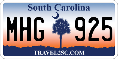 SC license plate MHG925