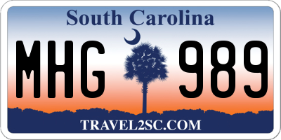 SC license plate MHG989