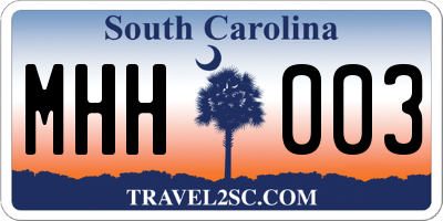 SC license plate MHH003