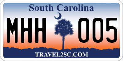 SC license plate MHH005