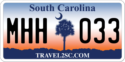 SC license plate MHH033