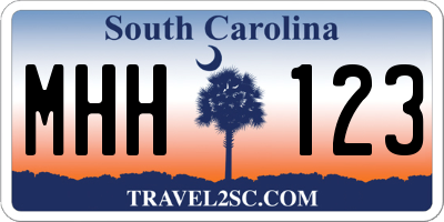 SC license plate MHH123
