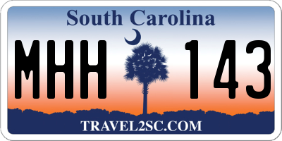SC license plate MHH143