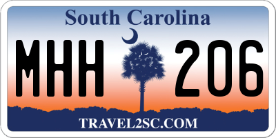 SC license plate MHH206