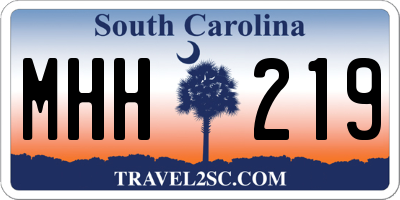 SC license plate MHH219