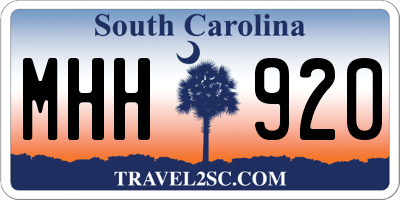 SC license plate MHH920