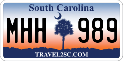 SC license plate MHH989