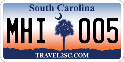 SC license plate MHI005
