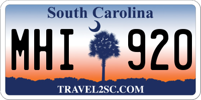 SC license plate MHI920