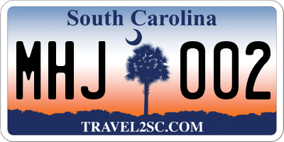 SC license plate MHJ002