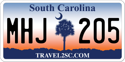 SC license plate MHJ205