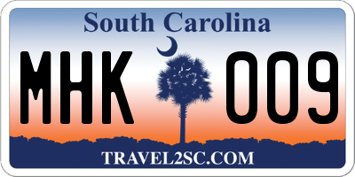 SC license plate MHK009