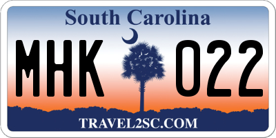SC license plate MHK022