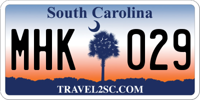 SC license plate MHK029