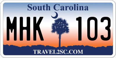 SC license plate MHK103