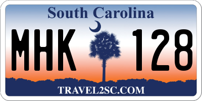 SC license plate MHK128
